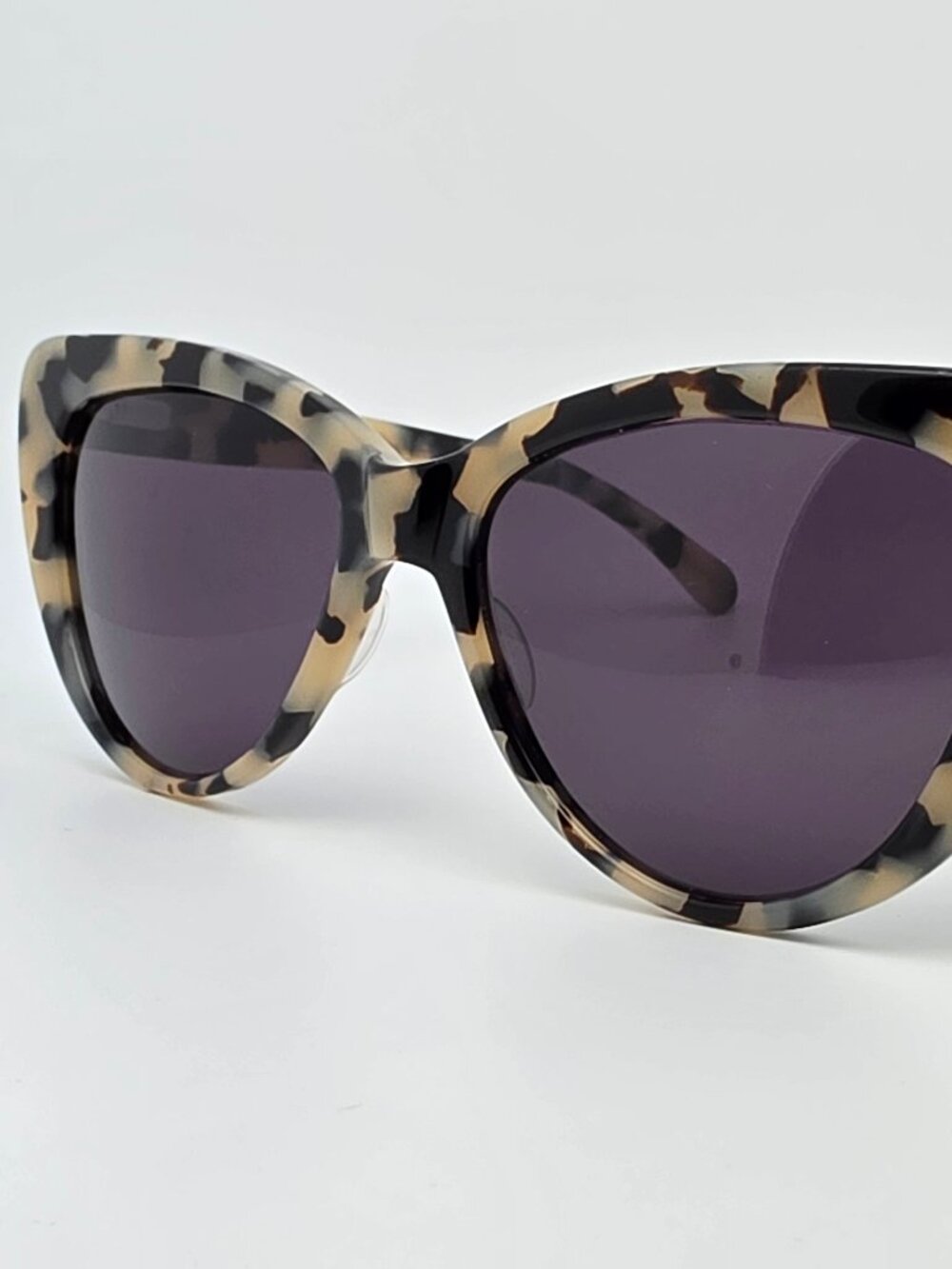 Prism London Capri Cream Tortoise Frame Dark Grey Lens Cat Eye Sunglasses Italy